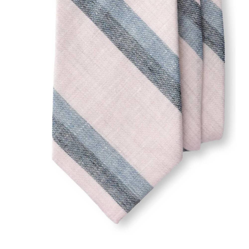 NEW DUCK HEAD men's linen cotton stripe tie in pastel pink